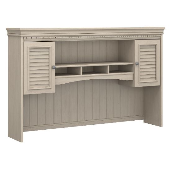 Picture of Bush Furniture Fairview 60inW L Shaped Desk Hutch, Antique White, Standard Delivery