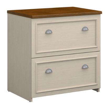 Picture of Bush Business Furniture Fairview 29-5/8inW x 20-7/8inD Lateral 2-Drawer File Cabinet, Antique White/Tea Maple, Standard Delivery