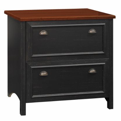 Picture of Bush Business Furniture Fairview 32inW x 20-2/3inD Lateral 2-Drawer File Cabinet, Antique Black/Hansen Cherry, Standard Delivery