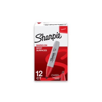 Picture of Sharpie Chisel-Tip Permanent Markers, Red, Pack Of 12