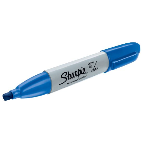 Picture of Sharpie Chisel-Tip Permanent Markers, Blue, Pack Of 12