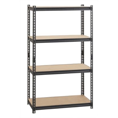 Picture of Lorell Iron Horse 2300 lb Capacity Riveted Shelving - 4 Shelf(ves) - 60in Height x 36in Width x 18in Depth - 30% Recycled - Black - Steel, Particleboard - 1 Each