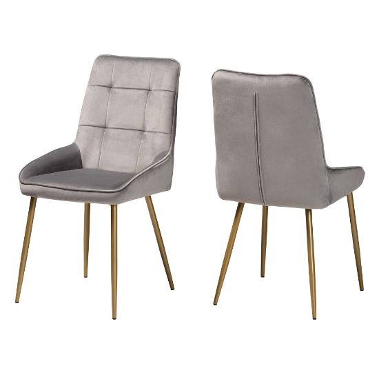 Picture of Baxton Studio Gavino Dining Chairs, Gray/Gold, Set Of 2 Chairs