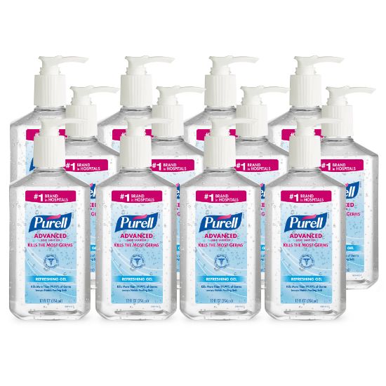 Picture of Purell Instant Hand Sanitizer, 12 Oz. Pump Bottles, Case Of 12