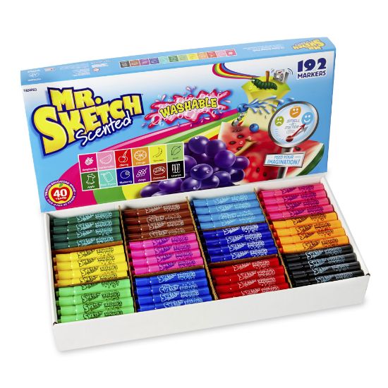 Picture of Mr. Sketch Scented Washable Markers - Narrow, Medium, Broad Marker Point - Chisel Marker Point Style - Assorted - 192 / Set