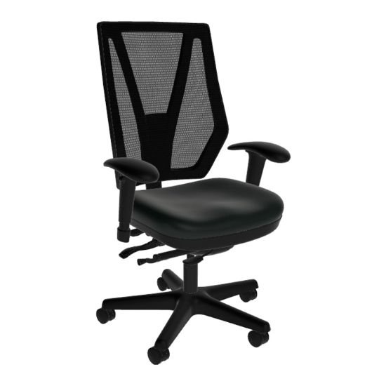 Picture of Sitmatic GoodFit Mesh Enhanced Synchron High-Back Chair With Adjustable Arms, Black Polyurethane/Black