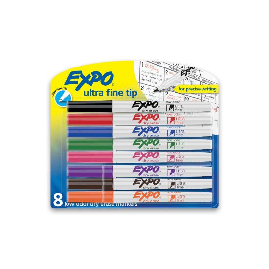 Picture of EXPO Low-Odor Dry-Erase Markers, Ultra-Fine Point, Assorted Colors, Pack Of 8