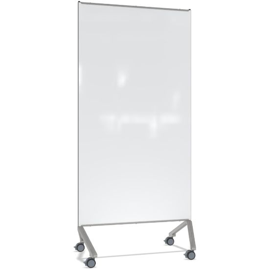 Picture of Ghent Pointe Non-Magnetic Dry-Erase Glassboard, 76-1/2in x 36-3/16in, White, Silver Metal Frame