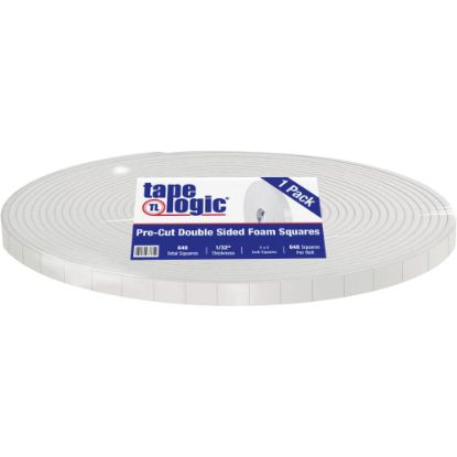 Picture of Tape Logic Double-Sided Foam Squares, 31.25 mils, 3in Core, 1in x 1in, White, Roll Of 648