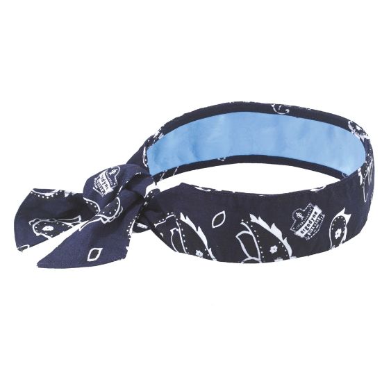 Picture of Ergodyne Chill-Its 6700CT Evaporative Cooling Tie Bandanas With Cooling Towel, Navy Western, Pack Of 6 Bandanas