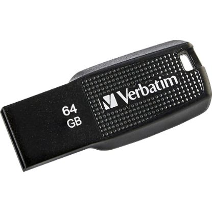 Picture of Verbatim 64GB Ergo USB Flash Drive - Black - The Verbatim Ergo USB drive features an ergonomic design for in-hand comfort and COB design for enhanced reliability.