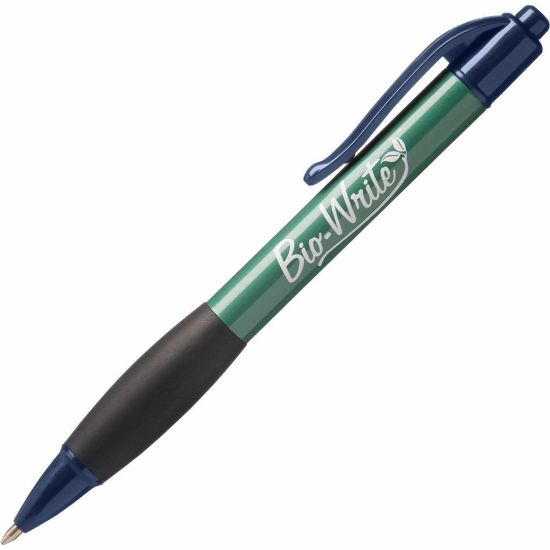 Picture of SKILCRAFT Bio-Write Retractable Pens, Medium Point, Blue Ink, Pack Of 12 (AbilityOne 7520-01-578-9309)