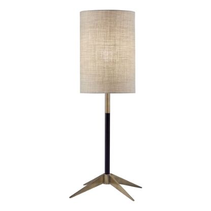 Picture of Adesso Davis Table Lamp, 26-3/4inH, Natural Shade/Matte-Black And Antique-Brass Base