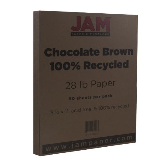 Picture of JAM Paper Color Multi-Use Printer & Copy Paper, Chocolate Brown, Letter (8.5in x 11in), 50 Sheets Per Pack, 28 Lb