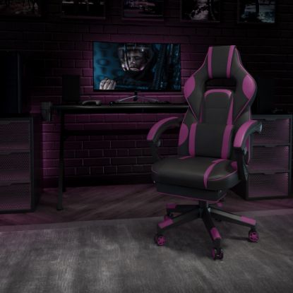 Picture of Flash Furniture X40 Gaming Chair With Fully Reclining Back And Arms, Black/Purple