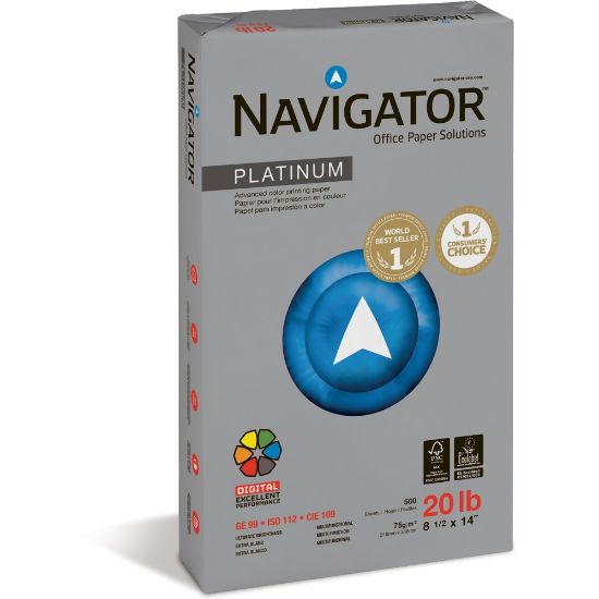 Picture of Navigator Platinum Office Multi-Use Paper, 10 Reams, Bright White, Legal Size (8 1/2in x 14in), 20 Lb, Smooth