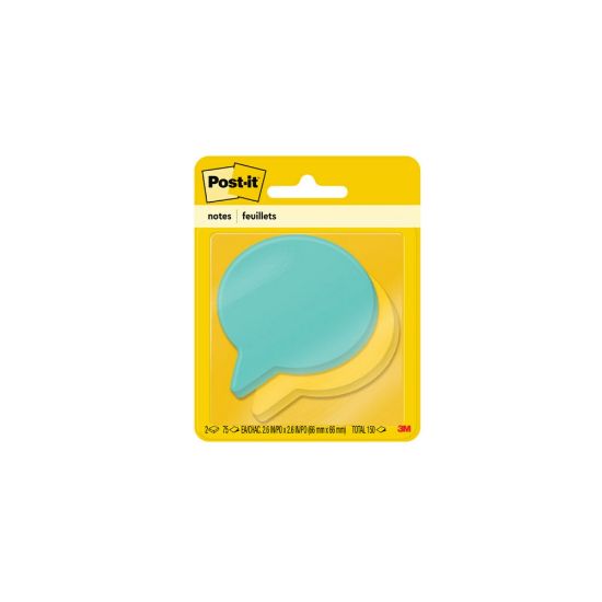 Picture of Post-it Notes, Super Sticky Die-Cut Thought Bubble Shape, 3in x 3in, Assorted Colors, Pack Of 2 Pads