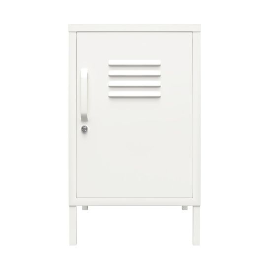 Picture of Ameriwood Home Mission District Metal Locker End Table, 27-3/16inH x 15inW x 15-3/4inD, White