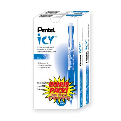 Picture of Pentel ICY Multipurpose Automatic Pencils, 0.7 mm, Transparent Blue Barrels, Pack Of 24