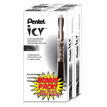 Picture of Pentel ICY Multipurpose Automatic Pencils, 0.5 mm, Transparent Smoke Barrels, Pack Of 24