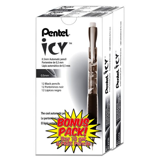 Picture of Pentel ICY Multipurpose Automatic Pencils, 0.5 mm, Transparent Smoke Barrels, Pack Of 24