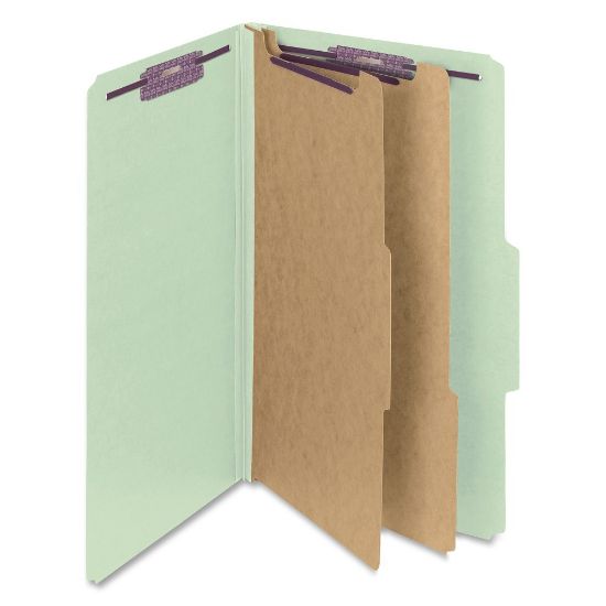 Picture of Smead Classification Folders, Pressboard With SafeSHIELD Fasteners, 2 Dividers, 2in Expansion, Legal Size, 100% Recycled, Gray/Green, Box Of 10