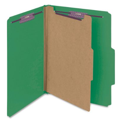 Picture of Smead Classification Folders, With SafeSHIELD Coated Fasteners, 1 Divider, 2in Expansion, Letter Size, 100% Recycled, Green, Box Of 10