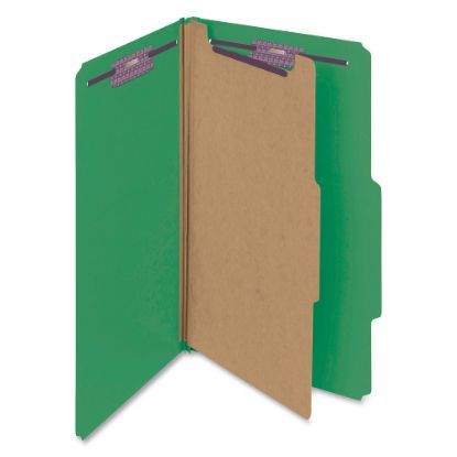 Picture of Smead Classification Folders, With SafeSHIELD Coated Fasteners, 1 Divider, 2in Expansion, Legal Size, 50% Recycled, Green, Box Of 10