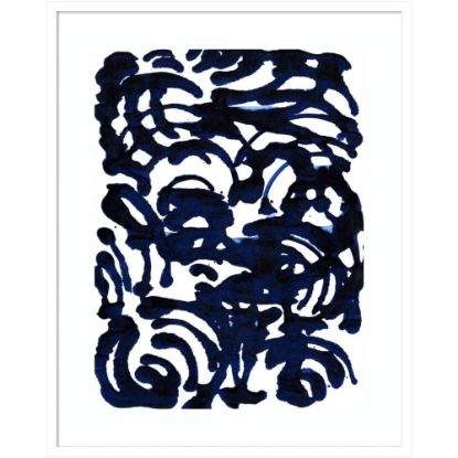 Picture of Amanti Art Indigo Swirls II by Jodi Fuchs Wood Framed Wall Art Print, 35inH x 28inW, White