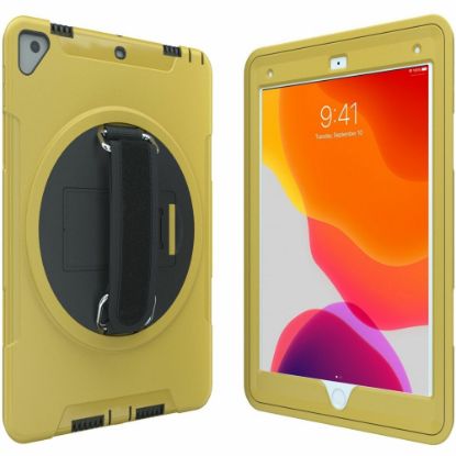 Picture of CTA Digital Protective Case with Build in 360 deg. Rotatable Grip Kickstand for iPad 7th/ 8th/ 9th Gen 10.2, iPad Air 3, iPad Pro 10.5, Yellow - Impact Resistant, Drop Resistant - Silicone Body - Hand Strap - 10.3in Height x 7.3in Width x 0.8in Depth - 1