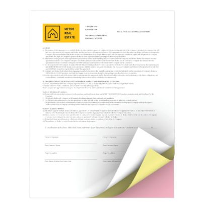 Picture of Xerox Revolution Premium Digital Carbonless Laser Paper, 3-Part Straight, White/Canary/Pink, Letter Size (8 1/2in x 11in), 1670 Sets Total, 167 Sets Per Ream, Case Of 10 Reams, 20 Lb, 92 Brightness