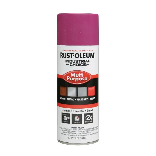 Picture of Rust-Oleum Industrial Choice 1600 System Multi-Purpose Enamel Spray Paint, 12 Oz, Gloss Safety Purple, Case Of 6 Cans