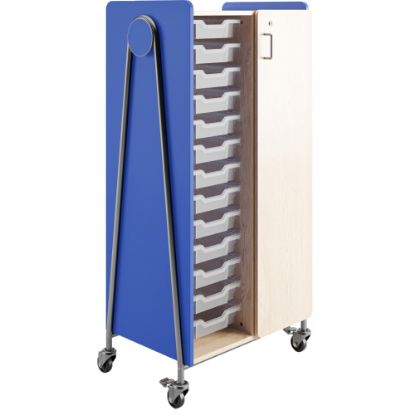 Picture of Safco Whiffle Double-Column Rolling Storage Cart With Wardrobe Bar, 60inH x 30inW x 19-3/4inD, Spectrum Blue