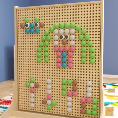 Picture of Flash Furniture Bright Beginnings Commercial Grade 64-Piece Jumbo Peg Accessory Pack For Modular STEAM Walls, Multicolor Pastel