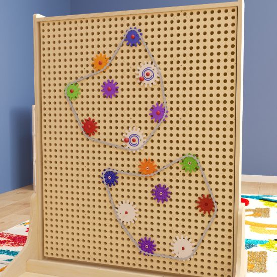 Picture of Flash Furniture Bright Beginnings Commercial Grade 79-Piece Chain And Gears Accessory Set For Modular STEAM Wall Systems, Multicolor