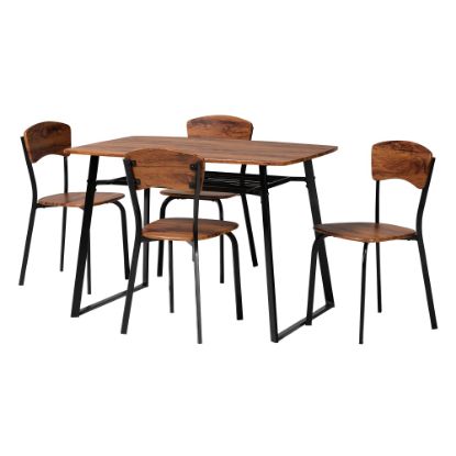 Picture of Baxton Studio Elida Wood And Metal 5-Piece Dining Set, Walnut Brown/Black