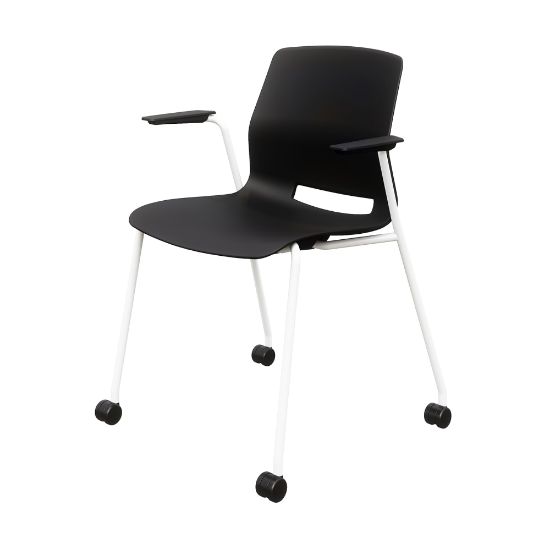 Picture of KFI Studios Imme Stack Chair With Arms And Caster Base, Black/White