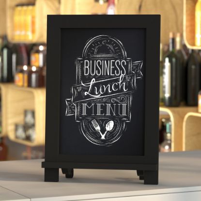 Picture of Flash Furniture Canterbury Tabletop Magnetic Chalkboard Signs With Scrolled Legs, Porcelain Steel, 14inH x 9-1/2inW x 1-7/8inD, Black Frame, Pack Of 10 Signs