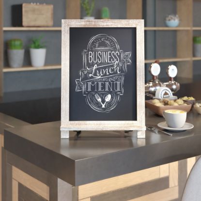 Picture of Flash Furniture Canterbury Tabletop Magnetic Chalkboard Signs With Scrolled Legs, Porcelain Steel, 17inH x 12inW x 1-7/8inD, Weathered Brown Wood Frame, Pack Of 10 Signs