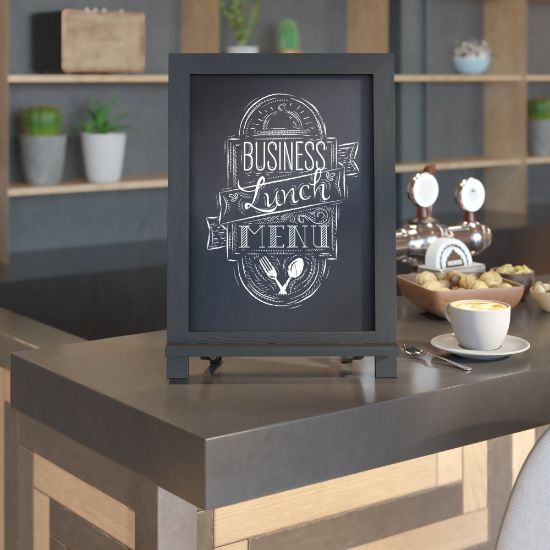 Picture of Flash Furniture Canterbury Tabletop Magnetic Chalkboard Signs With Scrolled Legs, Porcelain Steel, 17inH x 12inW x 1-7/8inD, Black Wood Frame, Pack Of 10 Signs