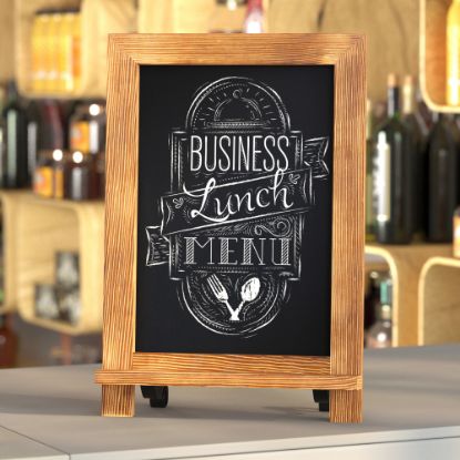 Picture of Flash Furniture Canterbury Tabletop Magnetic Chalkboard Signs With Scrolled Legs, Porcelain Steel, 14inH x 9-1/2inW x 1-7/8inD, Torched Brown Frame, Pack Of 10 Signs