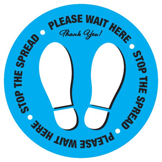 Picture of Alliance Stop The Spread Social Distancing Floor Decals, 12in Round, Blue, Pack Of 25 Decals