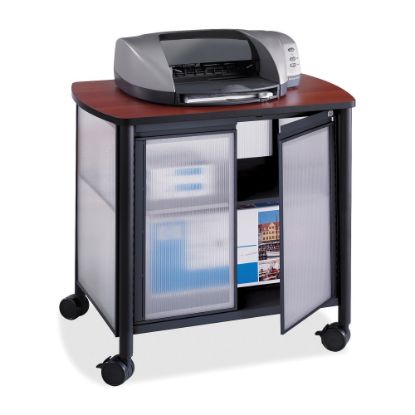 Picture of Safco Impromptu Machine Stand, Deluxe With Doors, 30 4/5inH x 34 4/5inW x 25 1/2inD, Cherry/Black