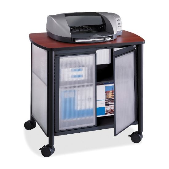 Picture of Safco Impromptu Machine Stand, Deluxe With Doors, 30 4/5inH x 34 4/5inW x 25 1/2inD, Cherry/Black