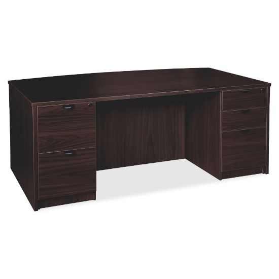 Picture of Lorell Prominence 2.0 72inW Bow-Front Double-Pedestal Computer Desk, Espresso