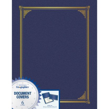 Picture of Geographics Award Certificate Gold Design Covers, Letter Size (8 1/2in x 11in), 30% Recycled, Metallic Blue, Pack Of 6