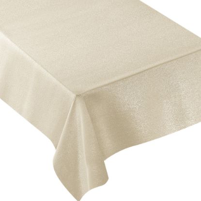 Picture of Amscan Metallic Fabric Table Cover, 60in x 104in, Vanilla Creme