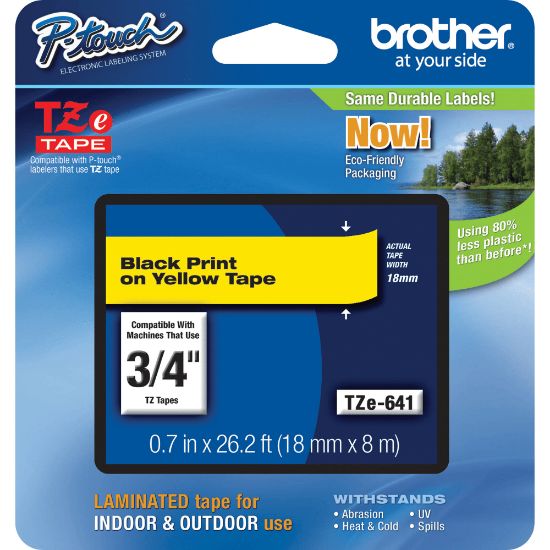 Picture of Brother TZe-641 Black-On-Yellow Tape, 0.75in x 26.2ft