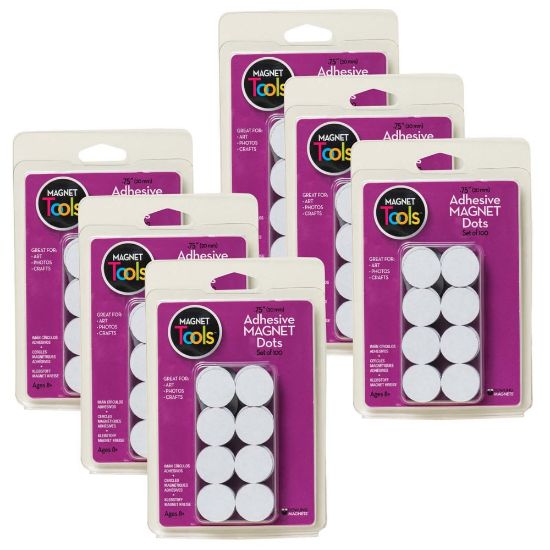 Picture of Dowling Magnets Magnet Dots, 3/4in, White, 100 Dots Per Pack, Set Of 6 Packs