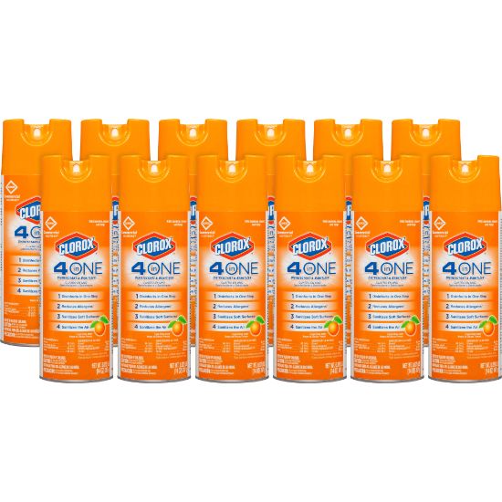 Picture of CloroxPro 4 in One Disinfectant & Sanitizer - Aerosol - 14 fl oz (0.4 quart) - Fresh Citrus Scent - 12 / Carton